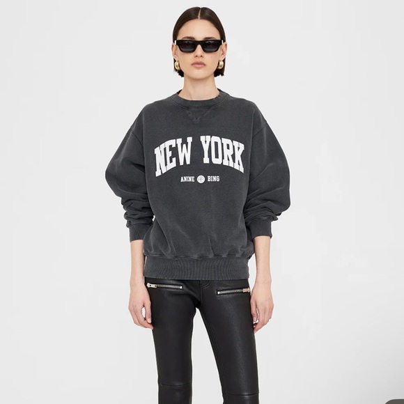 ANINE bing RAMONA SWEATSHIRT UNIVERSITY NEW YORK - WASHED BLACK - Picture 3 of 4